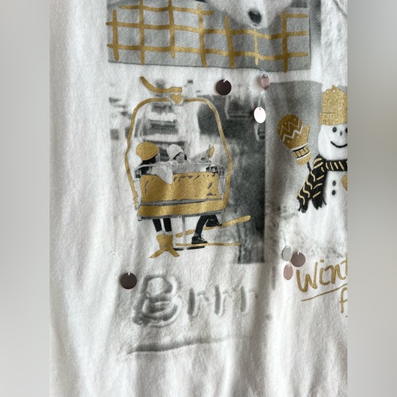 Justice Girls Long-sleeve in Cream with Winter Wonderland Print with Sparkles - Picture 5 of 5